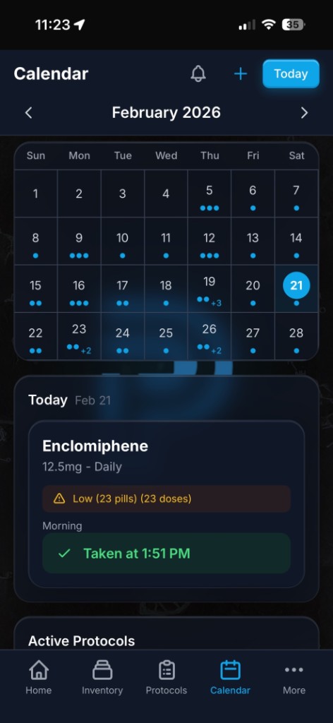 Calendar View - Dark theme